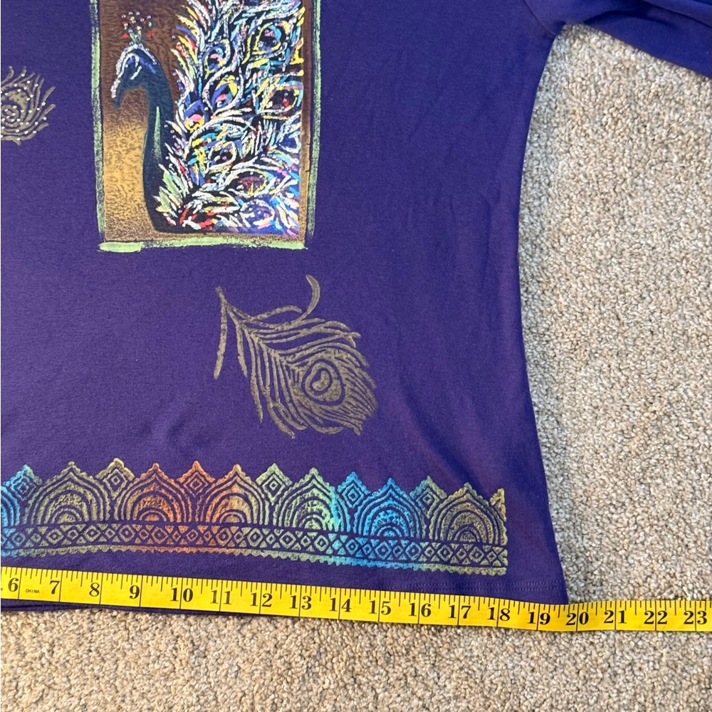 Women's Purple Peacock Graphic Long Sleeve Top - Picture 10 of 16